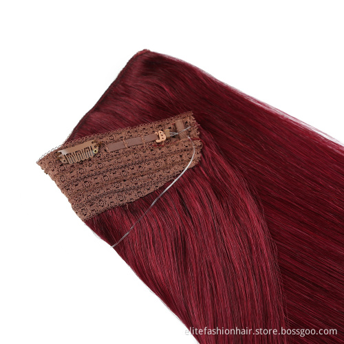 Wholesale Silky Straight Real Human Hair Extensions Hairpiece Halo Wire Hair Extensions with Fish Line Halo Hair Extensions